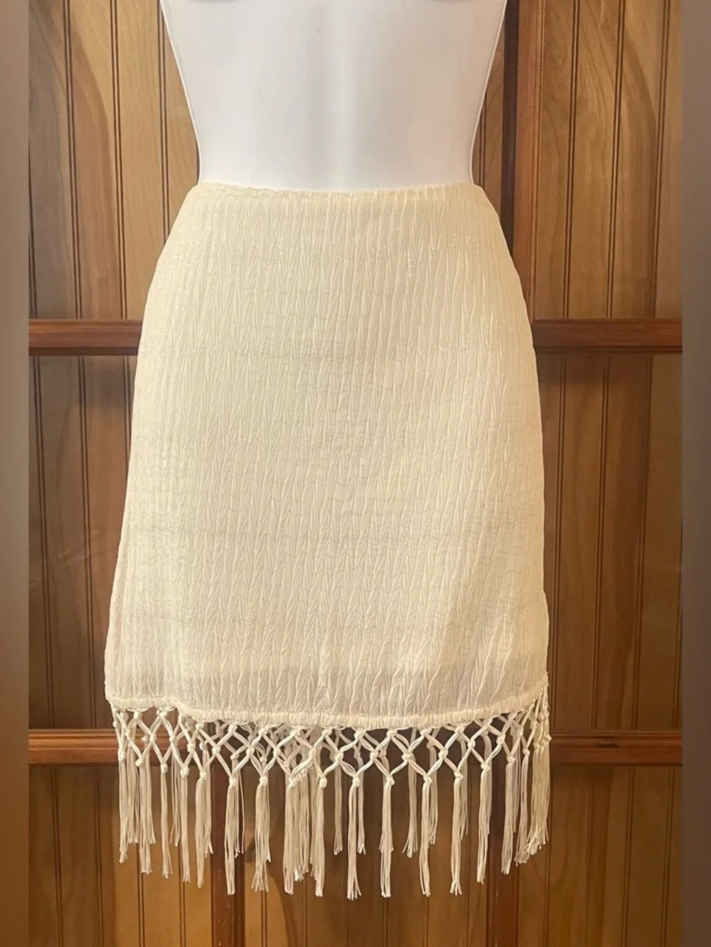 Vici Cream Two-Piece Skirt Set with Fringe - Picture 6 of 9